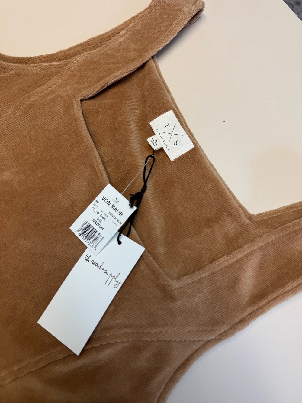 Thread & Supply Camel Corduroy Square Neck Mini Dress - Picture 4 of 6